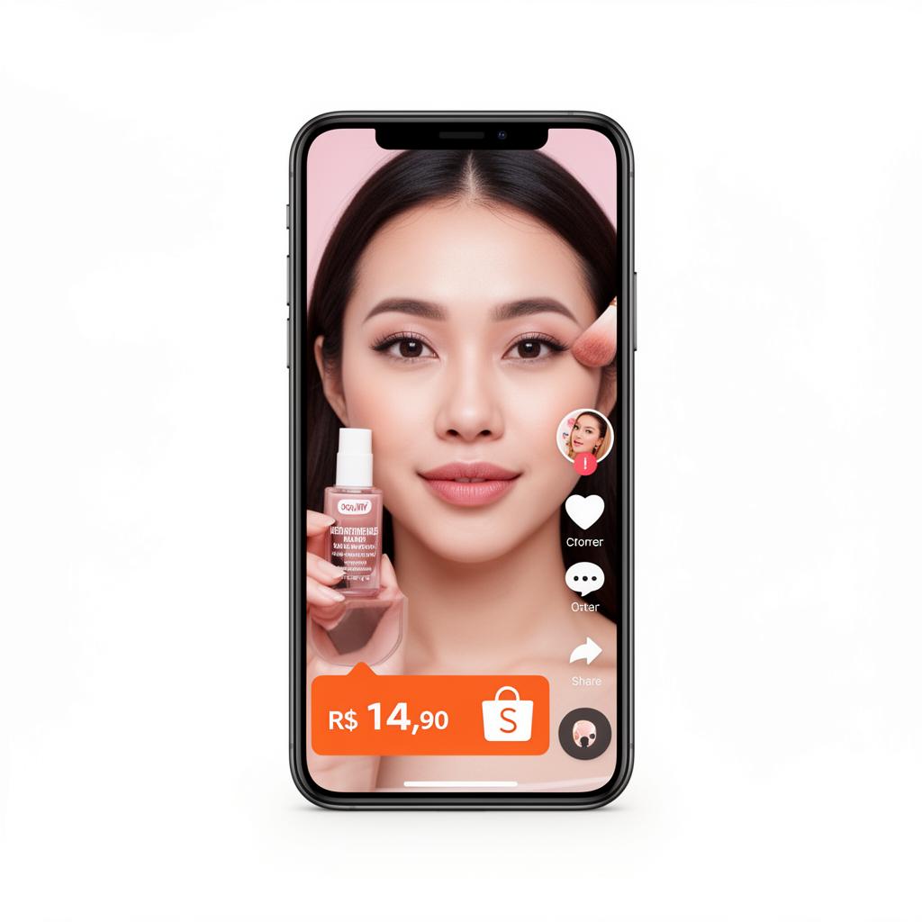 Vídeo viral de skincare com produto Shopee